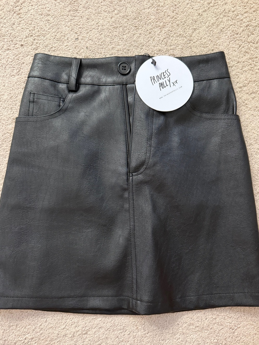 Princess Polly Black Faux Leather Mini Skirt